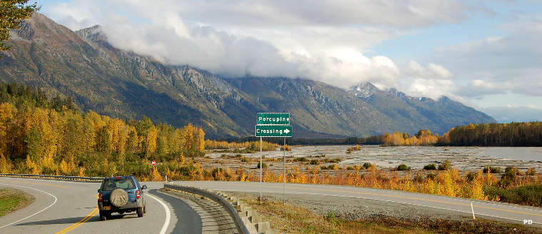 At the turnoff to Porcupine Crossing