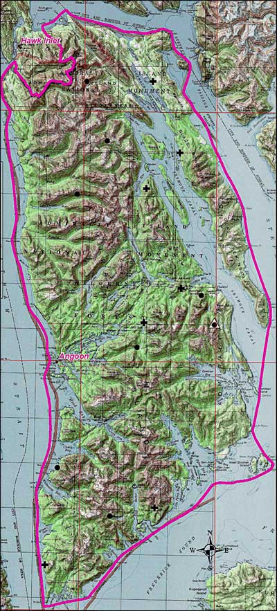 Map of Kootznoowoo Wilderness