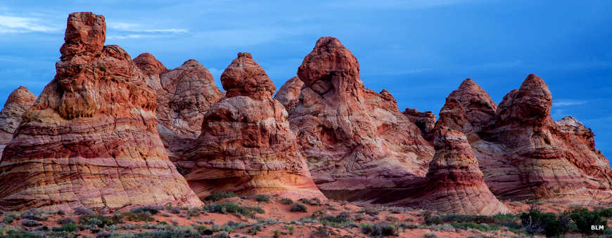 Looking at more eroded and striated sandstone knobs in the South Coyote Buttes area