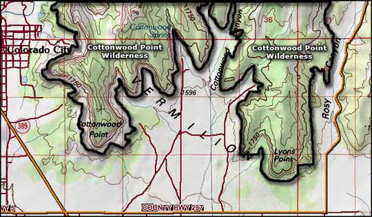 Cottonwood Point Wilderness map