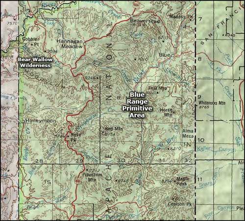 Map of the Blue Range Primitive Area