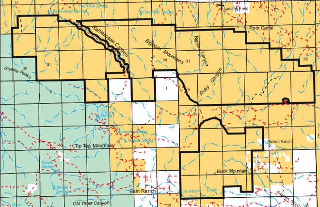 Bighorn Mountain Wilderness map A map of the BLM portion of Bighorn Mountain Wilderness