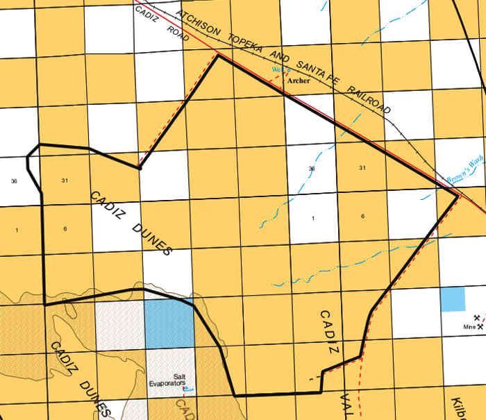 Cadiz Dunes Wilderness map Map of the Cadiz Dunes Wilderness area