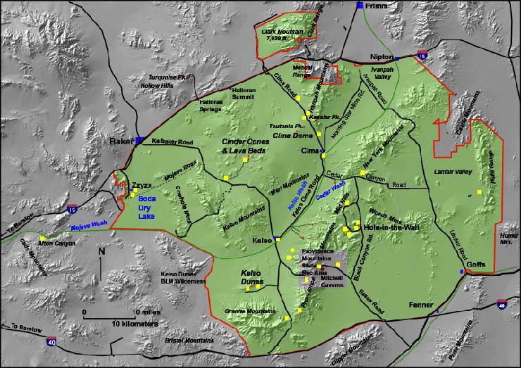 Map of Mojave National Preserve