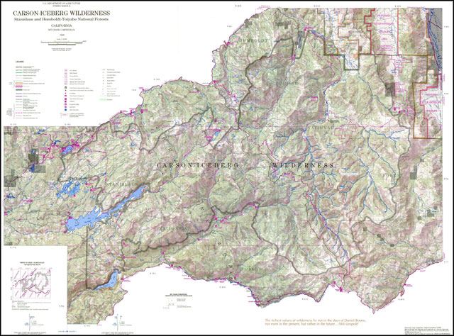 Carson-Iceberg Wilderness topo map