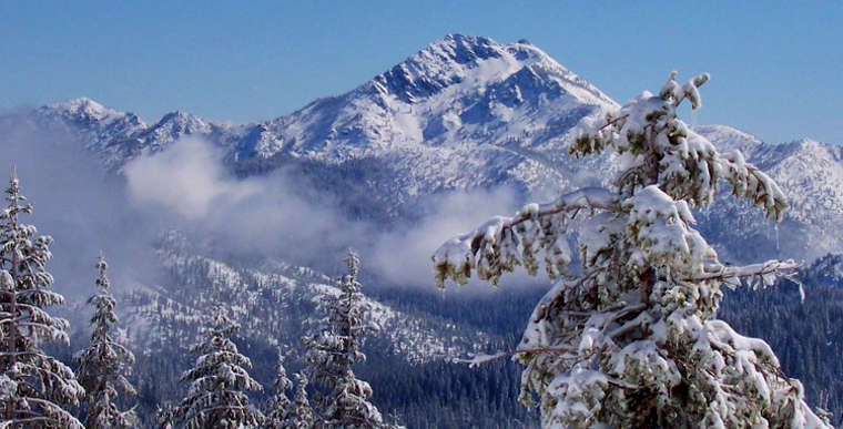 Siskyou Wilderness: The South Face of Preston Peak in winter Preston Peak, Siskiyou Wilderness