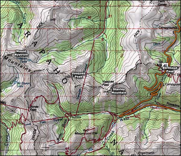 Vasquez Peak Wilderness map