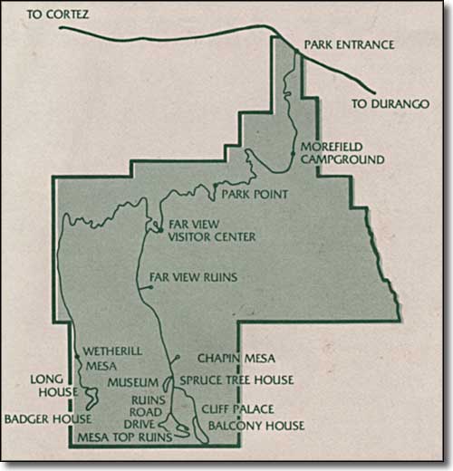Mesa Verde National Park map Map of Mesa Verde National Park