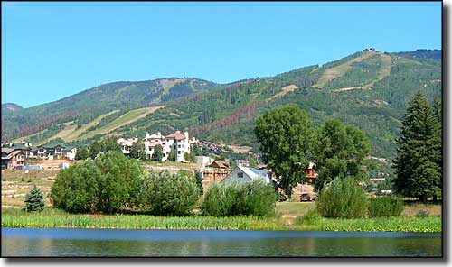 Steamboat Ski Resort area in the summer A summer view of Steamboat Ski Resort area