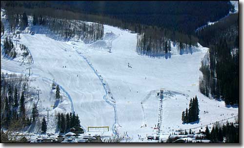 Vail Ski Resort: A view of lower slopes Vail Ski Resort