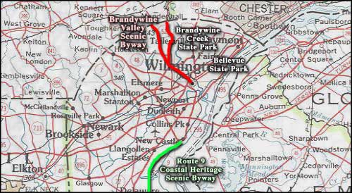 Brandywine Valley Scenic Byway area map