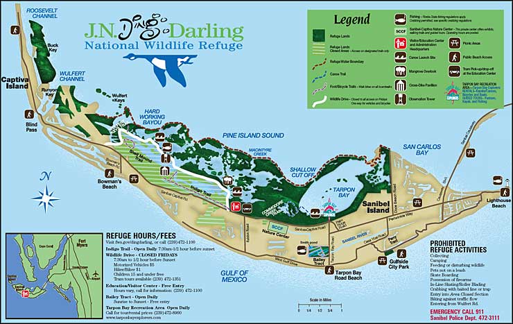 Map of J.N. Ding Darling National Wildlife Refuge