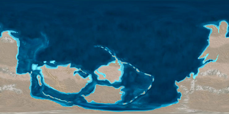The world 540 million years ago Map of the world 540 million years ago