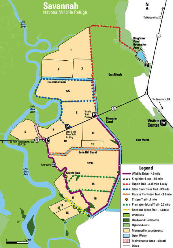Map of Savannah National Wildlife Refuge