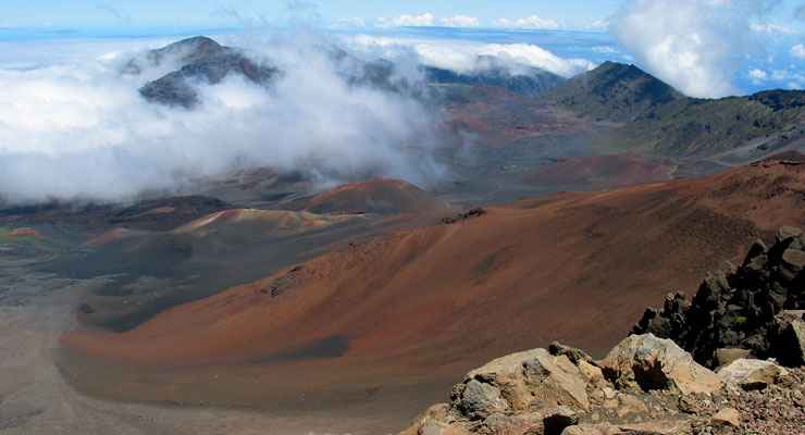 Hawaii National Park Service Sites: A view of Haleakala crater in Haleakala National Park The crater of Haleakala, Haleakala National Park