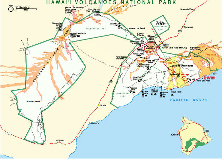 Map of Hawaii Volcanoes National Park