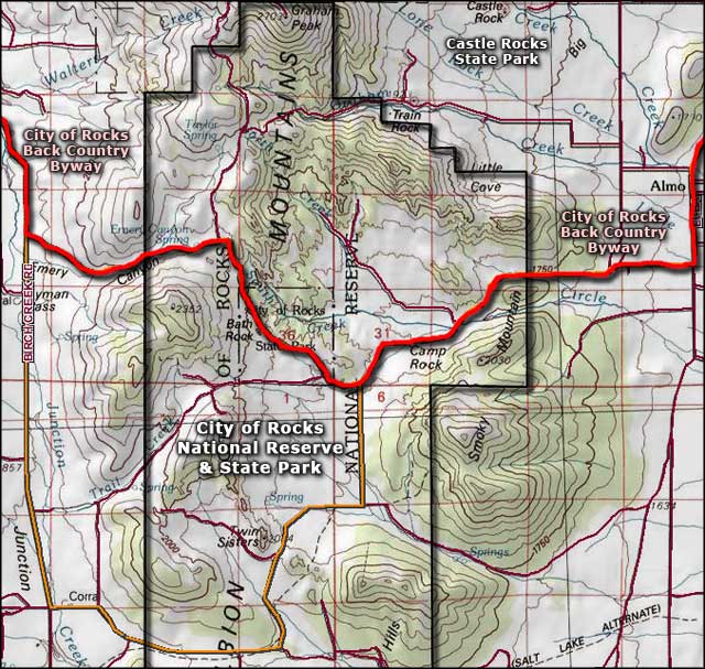 Area map of City of Rocks National Reserve
