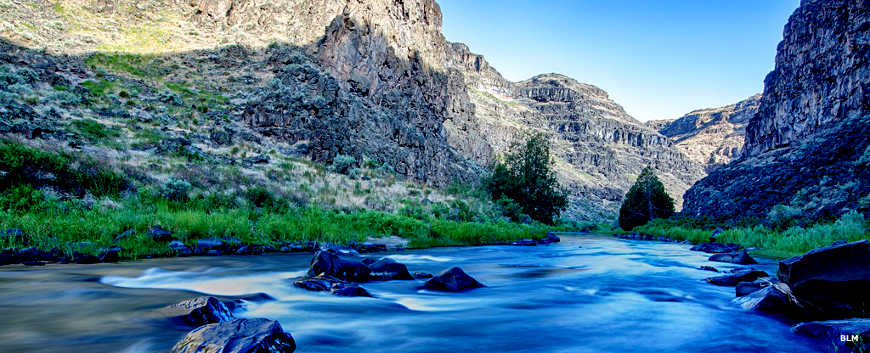 Looking downstream from a raft on the river