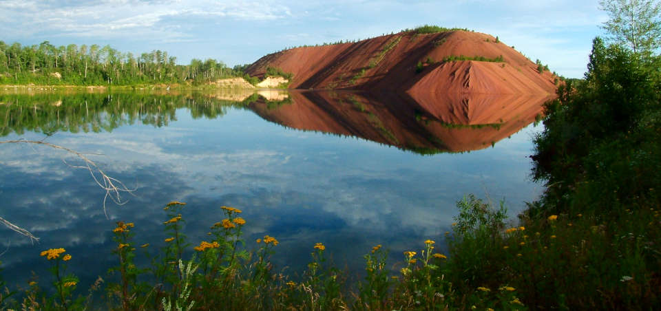 A red slag pile left in the Iron Range of Minnesota