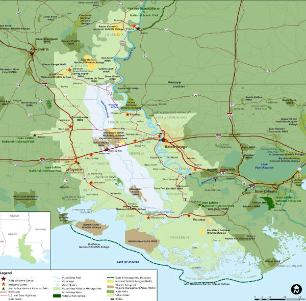 Map of the Atchafalaya National Heritage Area