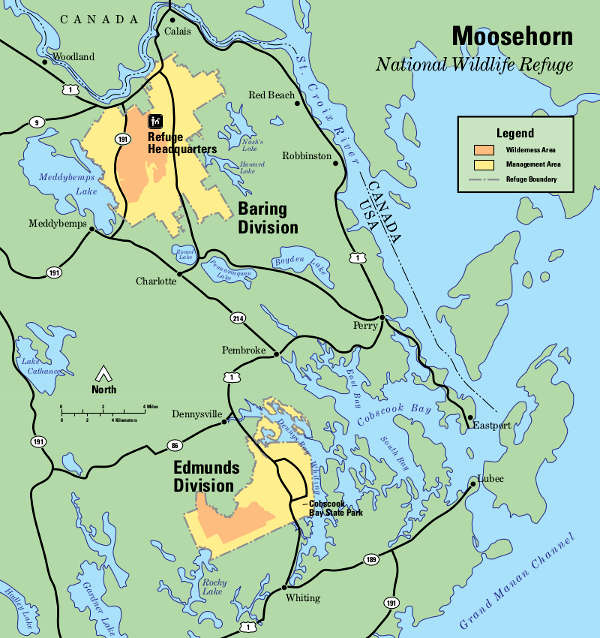 Map of Moosehorn National Wildlife Refuge