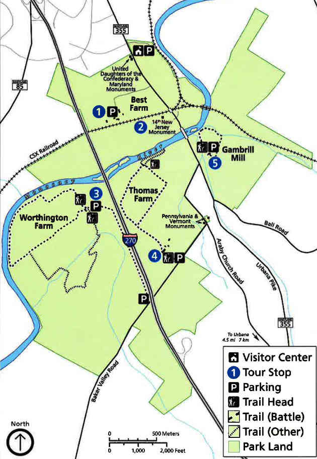 Map of the Monocacy National Battlefield area
