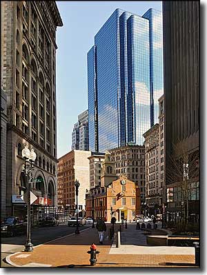 A view of Court Square in downtown Boston Court Square in downtown Boston