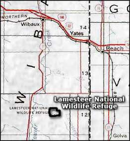 Map of the Lamesteer National Wildlife Refuge area Lamesteer National Wildlife Refuge area map