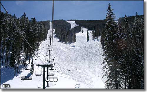Under one of the ski lifts at Discovery Ski Area Discovery Ski Area
