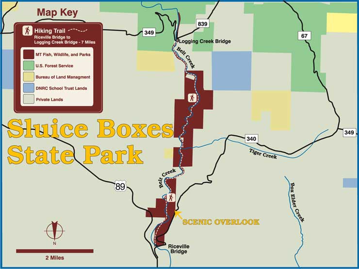 Sluice Boxes State Park map Map of Sluice Boxes State Park