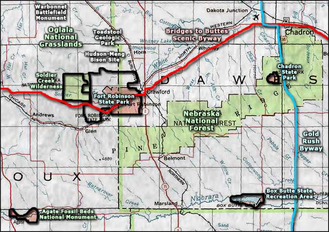Northwest Nebraska area map