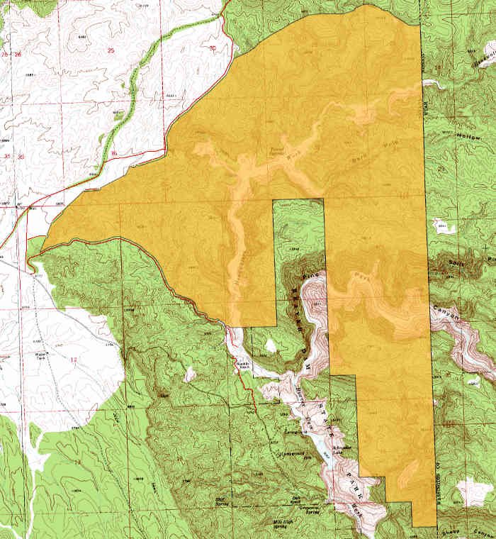 Tunnel Spring Wilderness area map
