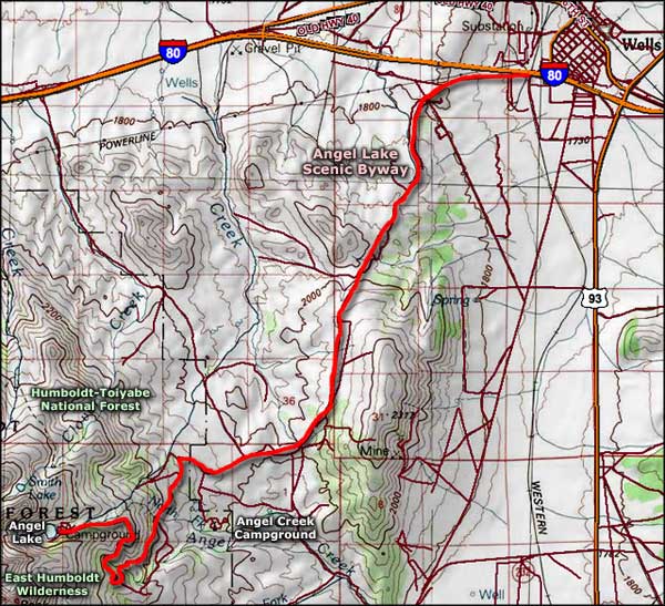 Angel Lake Scenic Byway map