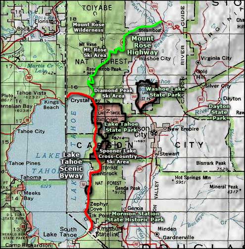 Lake Tahoe area map