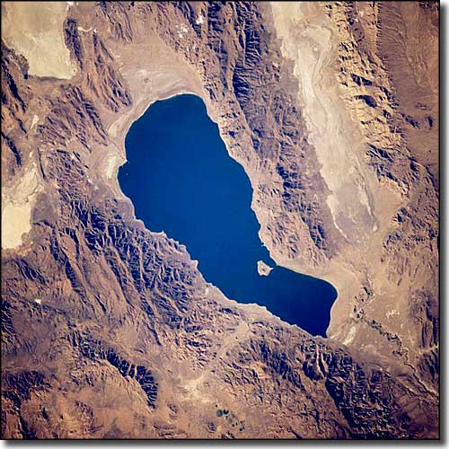 Pyramid Lake from low orbit