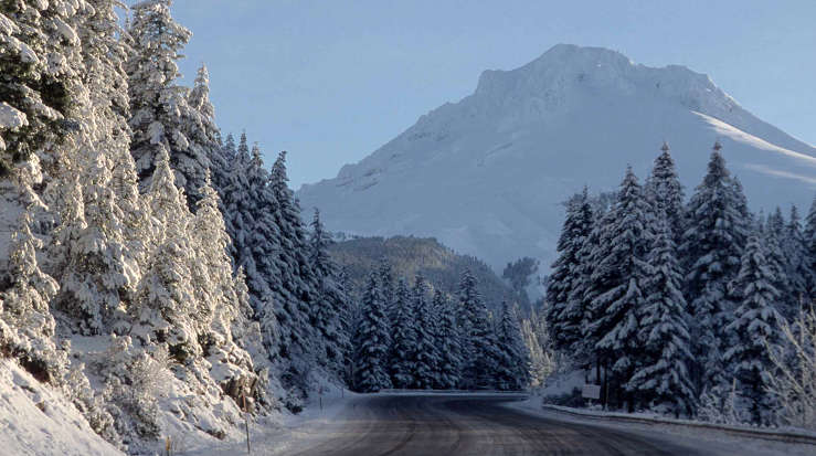 Snowy winter scene along the Mount Rose Scenic Byway