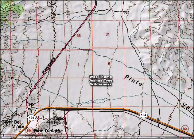 Map of the Wee Thump Joshua Tree Wilderness area Wee Thump Joshua Tree Wilderness map