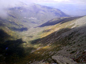 Looking down into Great Gulf Wilderness