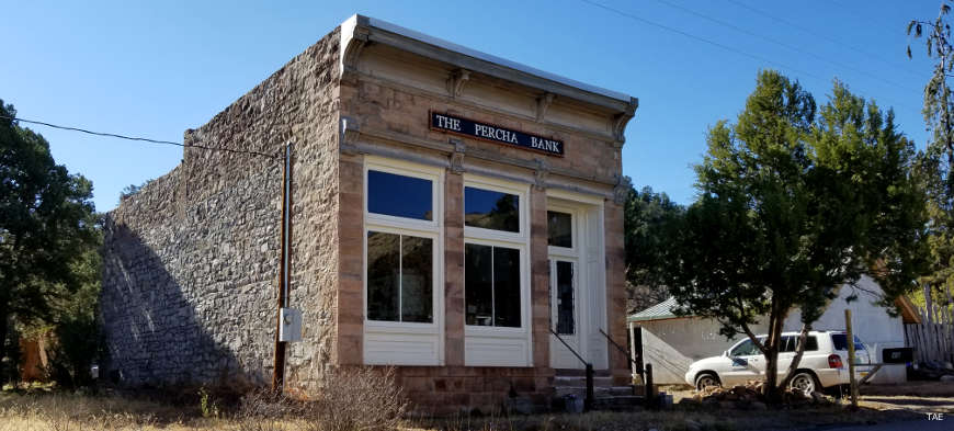 Remains of the Percha Bank View of the original Percha Bank building