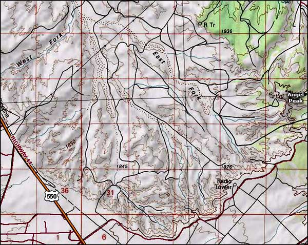 Map of Angel Peak Recreation Area