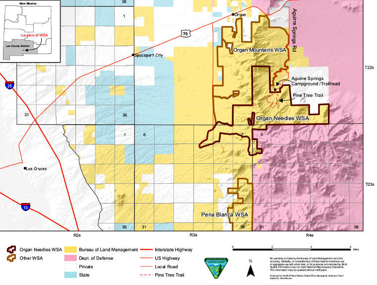Map of the Organ Needles Wilderness Study Area