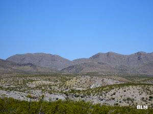 More stark desert and mountain landscape in the Robledo Mountains Wilderness Study Area