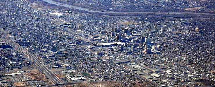 An aerial view of Albuquerque