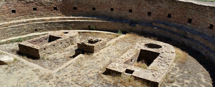 Chaco Culture National Historical Park: A view of the main kiva and pueblo at Chetro Ketl The main kiva and pueblo at Chetro Ketl in Chaco Canyon