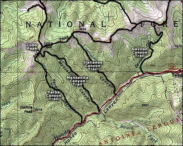 Columbine-Hondo Wilderness area map Map of the Columbine-Hondo Wilderness area