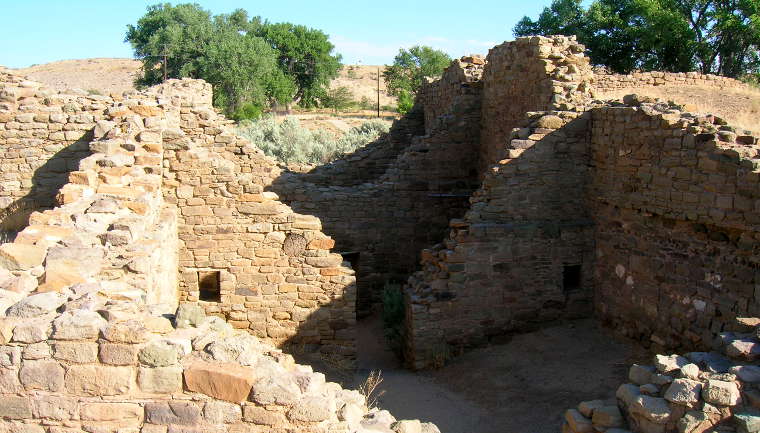 View of a lower residential area at Aztec Ruins National Monument Aztec Ruins National Monument