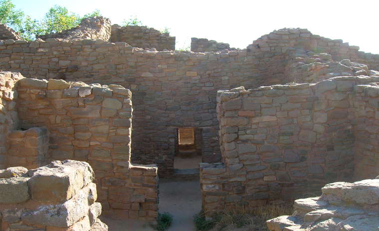 View of a series of apartment doorways at Aztec Ruins National Monument Aztec Ruins National Monument