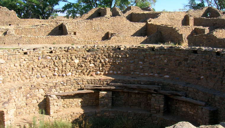 View of a kiva in the central courtyard at Aztec Ruins National Monument Aztec Ruins National Monument