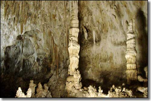 A view of limestone columns in Carlsbad Caverns National park Carlsbad Caverns National Park
