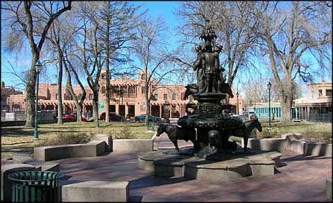 Fountain in the yard at St. Francis Cathedral